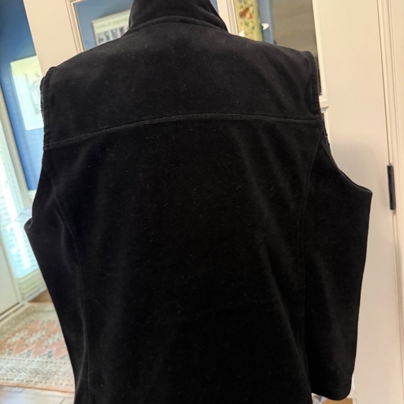 Vest, Black Cotton Velvet, Custom Embroidered, Zip Front, Sz L (12-14) - Picture 5 of 6